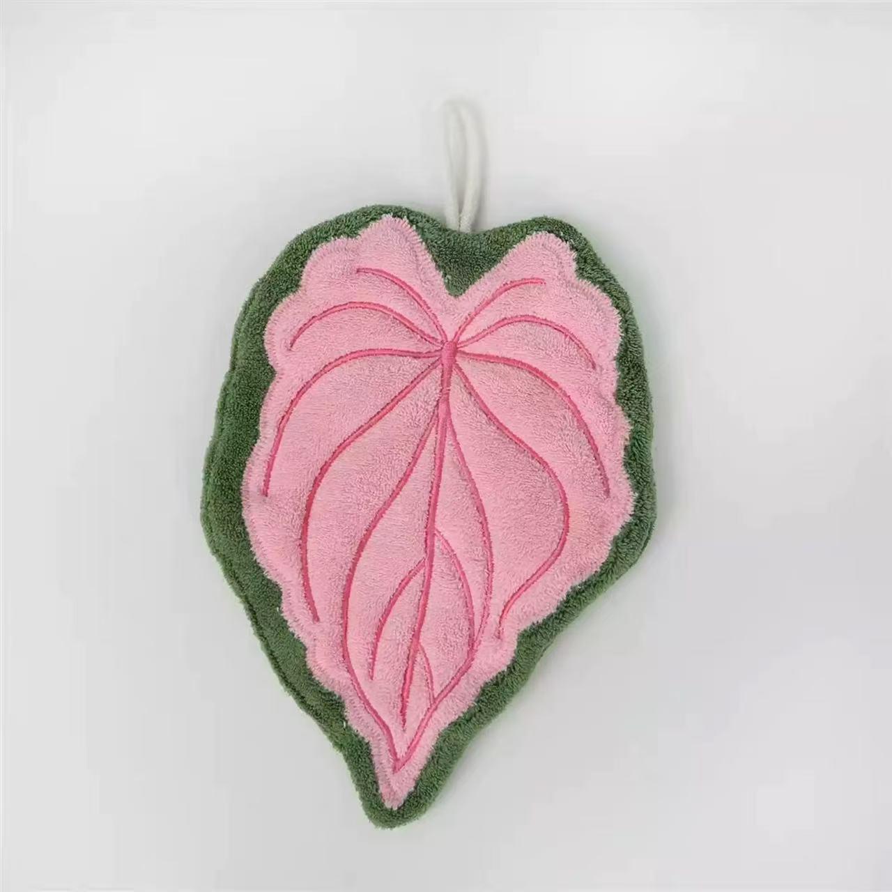 Cute Hanging Leaf Hand Towel - Thickened Coral Fleece for Kitchen & Bathroom