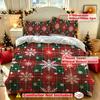 Christmas Duvet Cover Set 3Pcs Red Green Plaid Snowflake Print Soft Microfiber Bedding with Pillowcases Bedroom Decor
