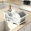 Draining Dish Rack with Drain Tray Prevents Water Accumulation Rack Large Partitioned Storage Organizer for Kitchen