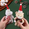 Cute Christmas Bear Plush with Blush, Scarf, Jumpsuit & Keychain Pendant - Adorable Stuffed Toy Gift