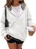 Damen Leopard Print Reißverschluss Hoodie Langarm Fleecegefüttert Lässige Sweatshirtjacke