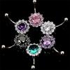 Stal nierdzewna Bar Belly Navel Ring Flower Body Piercing Biżuteria damska