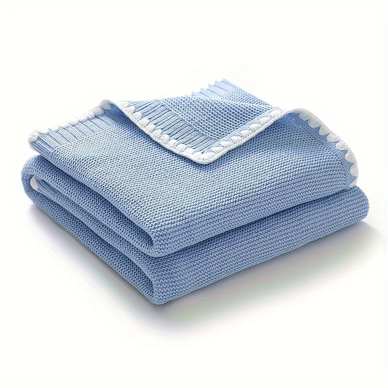 1pc Solid Hue Seamless Knit Infant Blanket 35X28 Inch Year Round Cozy Throw for Toddlers Nursery Stroller Travel Home Decor