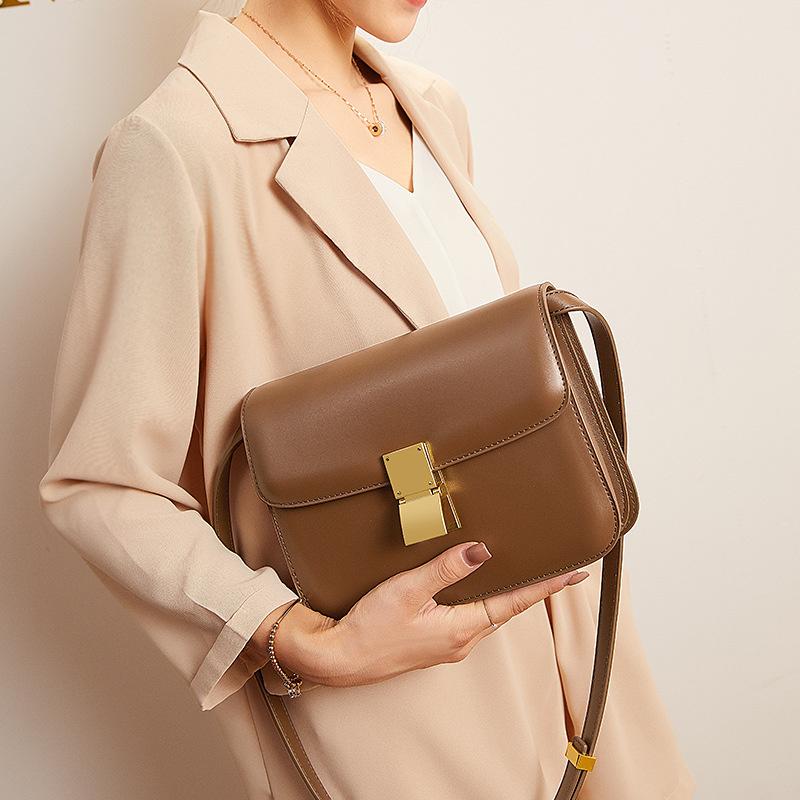 Women’s Genuine Leather Shoulder Bag  Trend Brand Small Square Bags Luxury Designer Handbag Fashion Messenger BagsTofu Bags