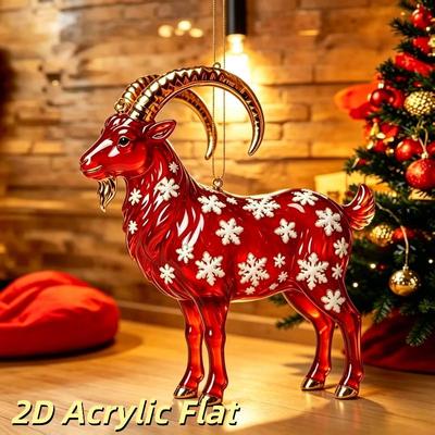 2D Acrylic Chinese Zodiac Goat Hanging Ornament Auspicious Red Gold Design For Spring Festival New Year Home Decoration