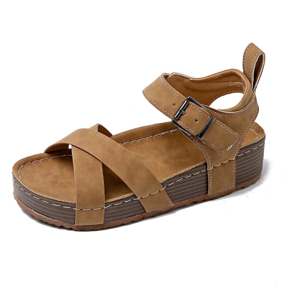 Fashion Women Cork Flat Sandals New Non-slip Platform Flat Sandals Women Fashion Lightweight Outdoor Shoes for Women Zapatos De Mujer