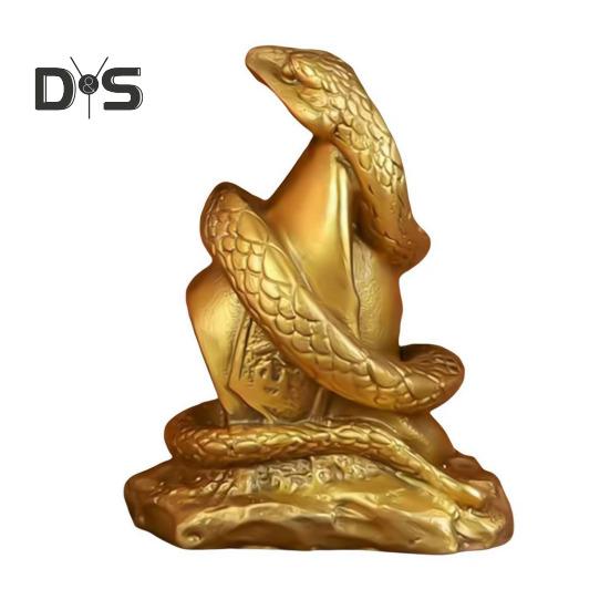 Zodiac Snake Ornament Resin Snake Figurine Tabletop Wealth Luck Snake Statue for Chinese New Year Home Office Decor