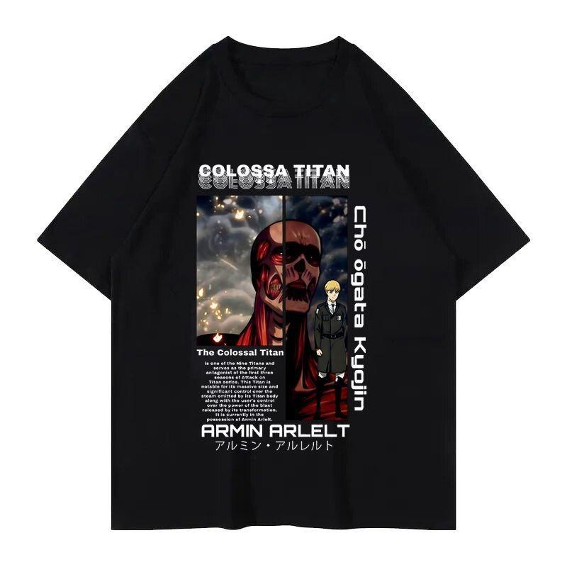 Attack on Titan Anime Levi Allen Retro Nadruk Koszulka Krótki rękaw Męska i Damska Letnia Czysta Bawełna Luźna Koszulka Cosplay