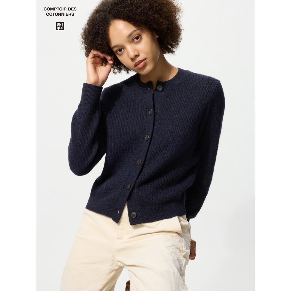 Uniqlo Wool Blend Crew Neck Cardigan