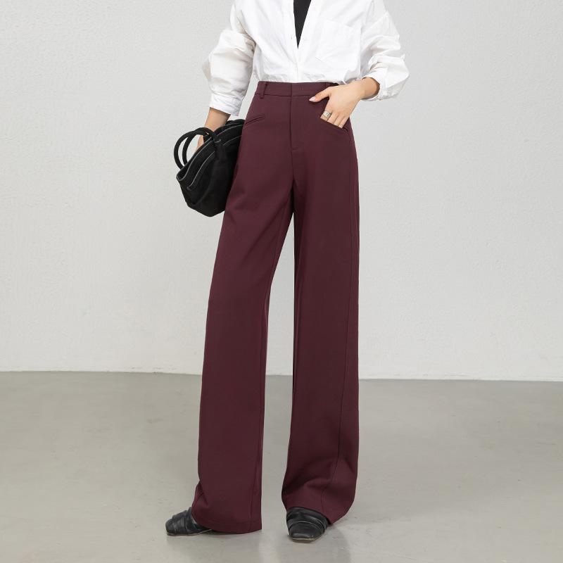 1116 Autumn Casual Pants Mopping Wide-leg Pants Commuting Fashion Casual High-waisted Yuppie Pants Versatile Suit Wool Tencel