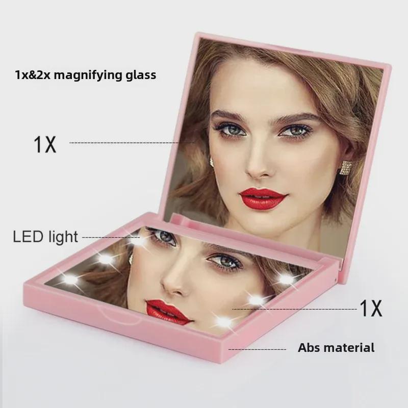 High-Definition LED Double-Sided Portable Makeup Mirror with Infinite Dimming