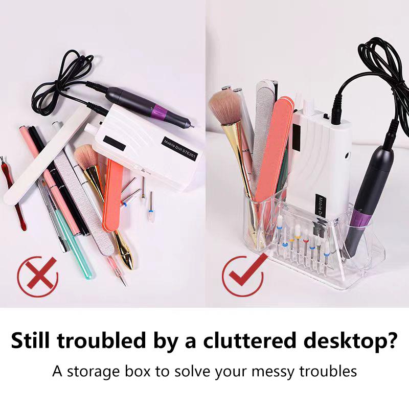 Nail Drill Bits Holder Display Clear Nail Display Box Transparent Makeup Storage Organizer Nail Manicure Tools