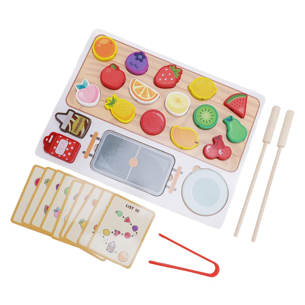 Wooden Play Food Set Kids Early Education Fruit Skewers Toys Pretend Accessories