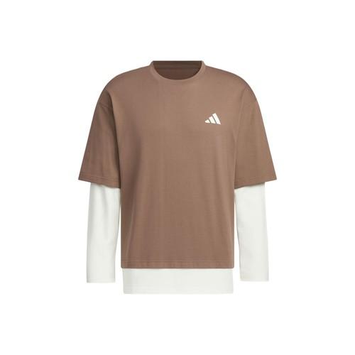 adidas Men s Brown Fake Two-Piece Sports Casual Long-Sleeve T-Shirt 3XL коричневый