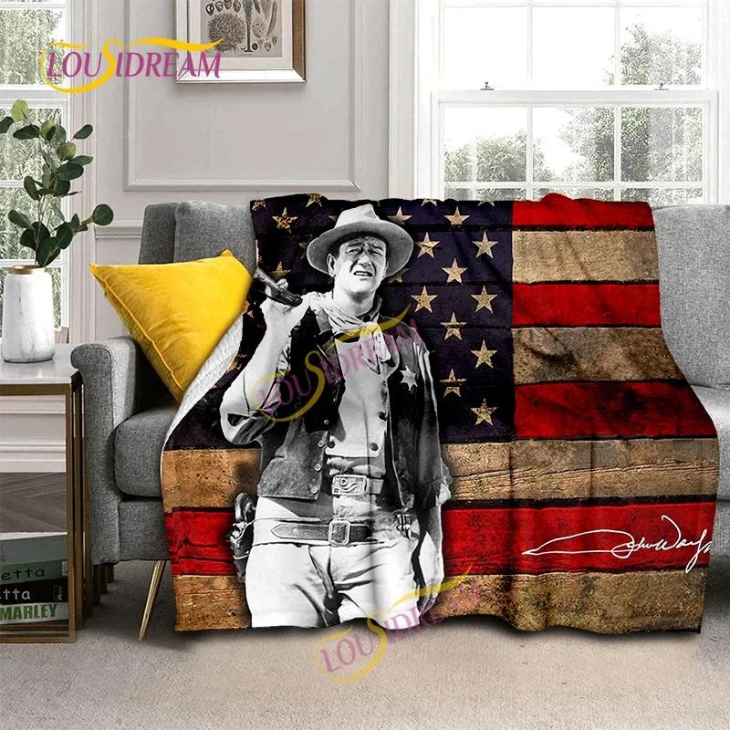 John Wayne Blanket Super Soft 3D Printed Famous Cowboy Actor John Wayne Flannel Blanket Home Bedroom Washable Warm Lazy Blanket