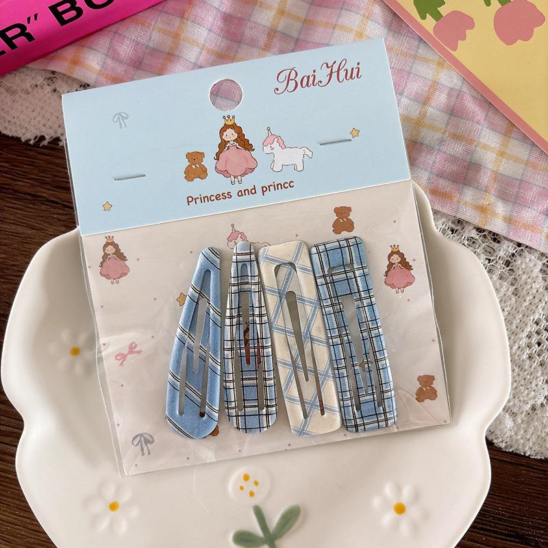 4pcs Multicolor Polka Dot Plaid Hair Clips for Children Kids Girls Hairpins Bangs Side Clip Barrettes Headwear Hair Accessories
