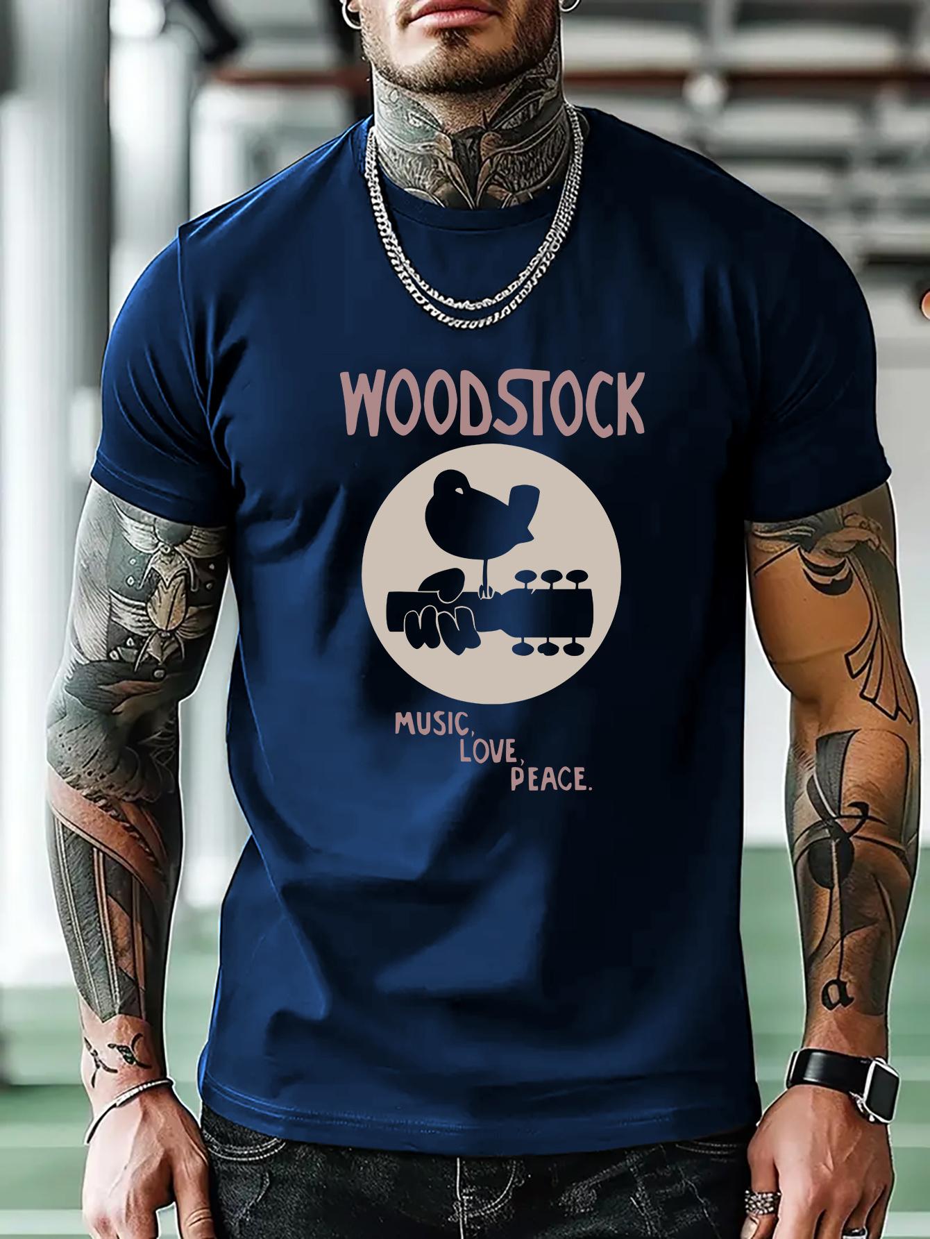 Casual Graphic T-shirt - Woodstock Music & Art Fair Print XL