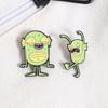 Cartoon Green Monster Enamel Pins Set Funny Creature Brooches Quirky Weird Lapel Badges Jewelry Accessories Gifts For Friends