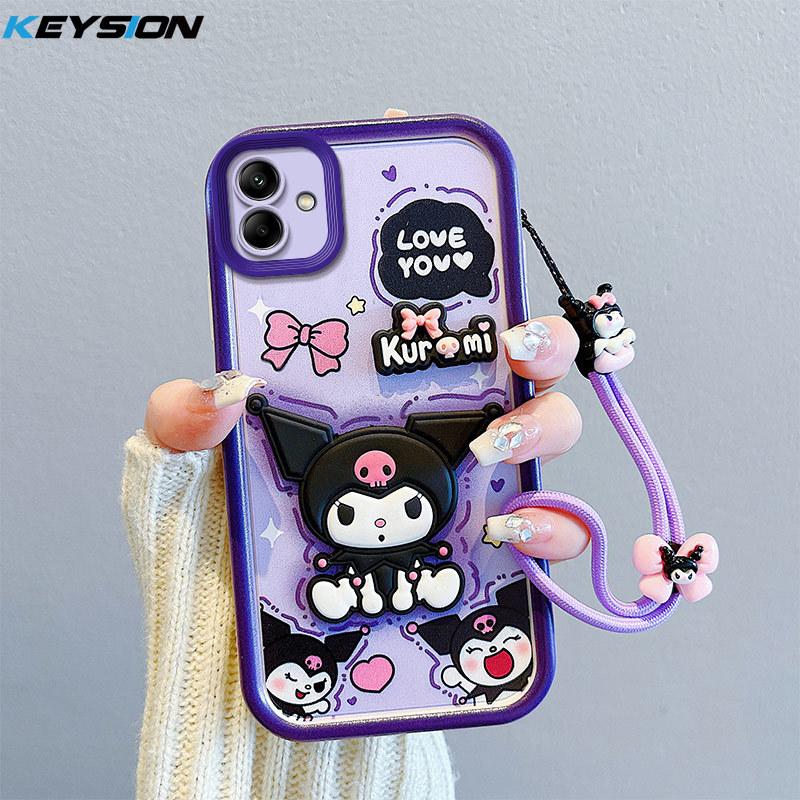 KEYSION Shockproof Case for Samsung A07 4G with Lanyard Soft Silicone Cute 3D Cartoon Doll Phone Back Cover for Galaxy A07