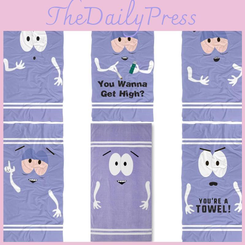 South Park Uttrkk Mønster Tegneserie Badehåndkle Med Superabsorberende Rask Tørking For Barn Strandbruk