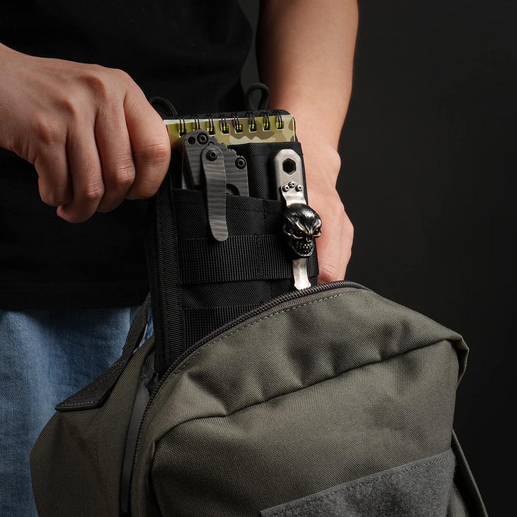 VIPERADE VE18 EDC Pouch for Pocket Organizer Pouch with 3 2 Zipper Velcro and Pouch Men, Slots, Pockets, Pouch, Multi-Tool (Black)