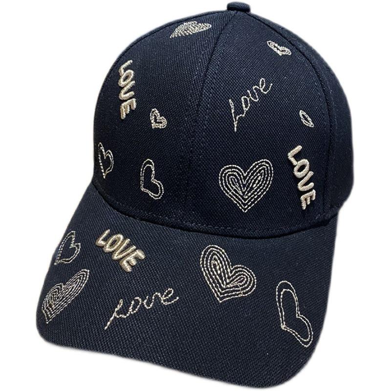 Love embroidery hard top cap children's spring brand high quality versatile baseball cap love couple sun hat