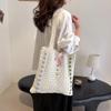 Women Crochet Shoulder Bag Large Capacity Bow Design Aesthetics Handbag Shopper Daily Shoulder Bag Casual Commuting Bag AVE