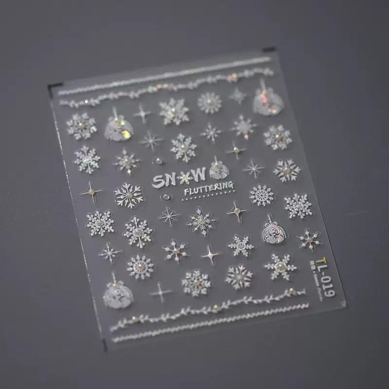 Cute Animals Bear Dog Cake Sweet Cherry Grid Bowknot Star Line Fruit Relief Self Adhesive Nail Art Stickers 5D Manicure Decals