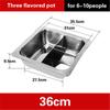 Extra thick stainless steel square hot pot Stewed Mandarin Duck with Ears Hotpot for induction cooker Mother and son pot hotpot