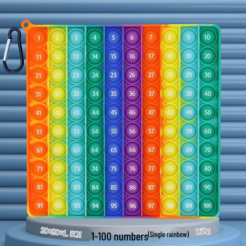24cm Silicone Rainbow Kids' Learning Toy: Letters, Numbers, Multiplication Pop-It Fidget