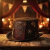 VintageRetro Steampunk Zylinder | Metallzahnrad-Verzierungen, Braune Kordelschnürung, für Cosplay