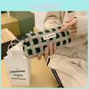 Simple Plush Grid Design Large Capacity Stationery Storage Bag For Students And Office Use