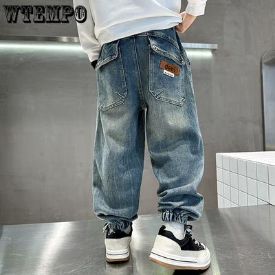 Boys' Pants Children's Jeans Spring and Autumn Korean Loose Casual Pants Boys' Leg Binding Pants