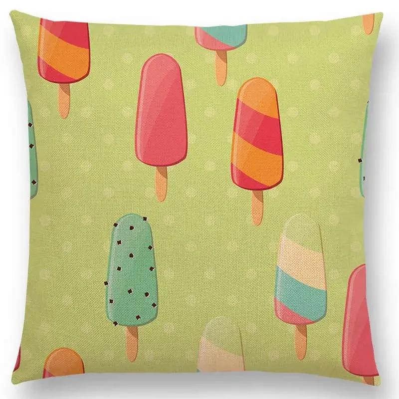 Colorful Prints Cushion Cover Chocolate Candy Donuts Pretty Ice Cream Pattern Color Party Sofa Throw Pillow Case Decor