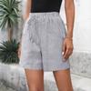 Women's Fashion Striped Casual Drawstring Elastic Pants Shorts