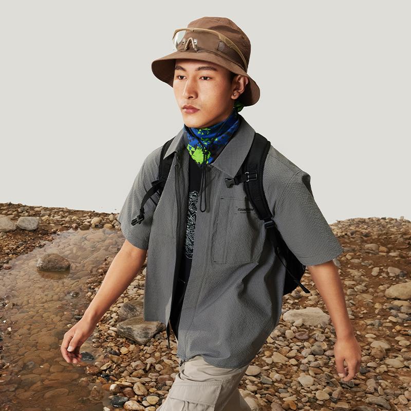 Li Ning CF Water Flow Short Sleeve Shirt With Pointed Collar And Printed Letters Men Shirts ASHU461-5