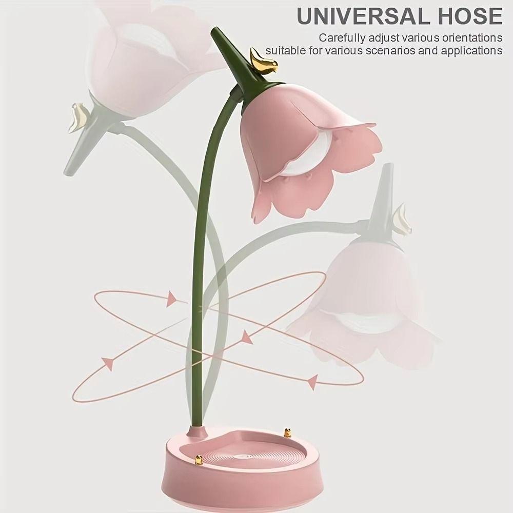 Adjustable Flower Shaped Lamp Rechargeable Battery Touch Control LED Desk Lamp 3-Speed Dimming Vintage Table Light Night Light