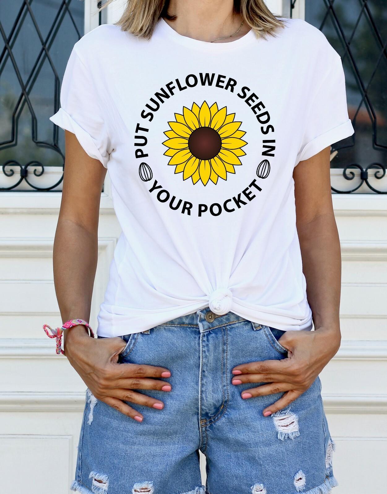 Sunflower Ukraine T-Shirt Mens Womens Tees Top, Put Sunflower Seeds In Your Pocket, Ukrainian T Shirt Mens Womens Tees Top S
