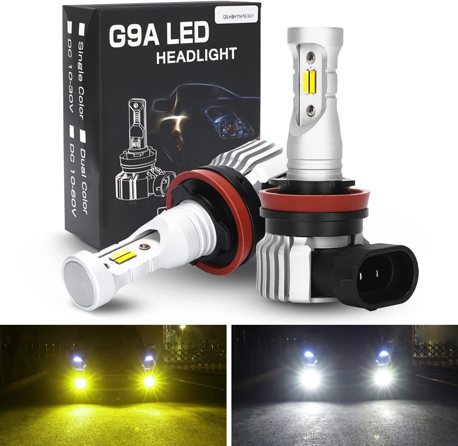 Противотуманная фара KOZATO, H8 LED, 2-цветное переключение, H9, H11, H16 (Отечественные автомобили), индикатор H8