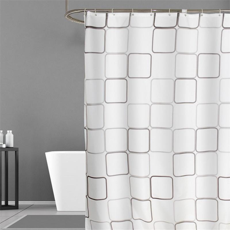 Square Plaid Shower Curtain With Hooks Waterproof And Durable Bathroom Cover For Stylish Decor