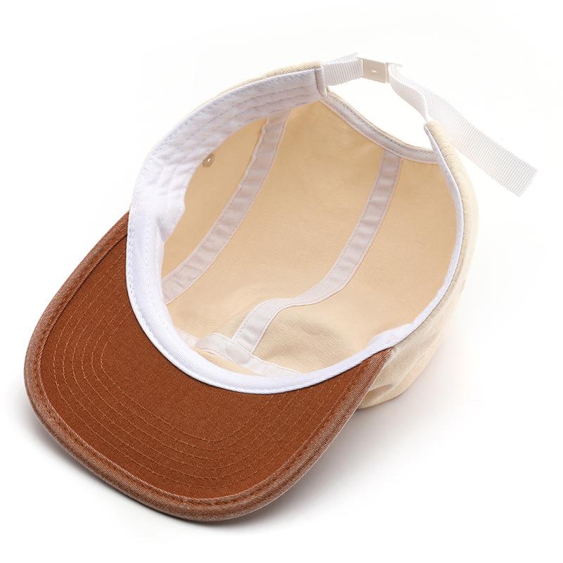New Retro Color Matching Light Board Flat Brim Hemming Cotton Hip-hop Hat Men's and Women's Old Color Matching Solid Color Hat Tide
