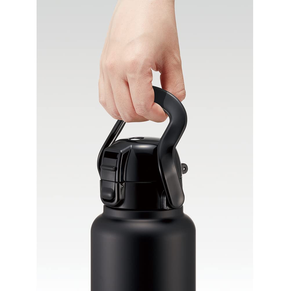 Skater STD10H-A Stainless Steel Direct Drinking Bottle with Handle, 1000ml Water Bottle, Black