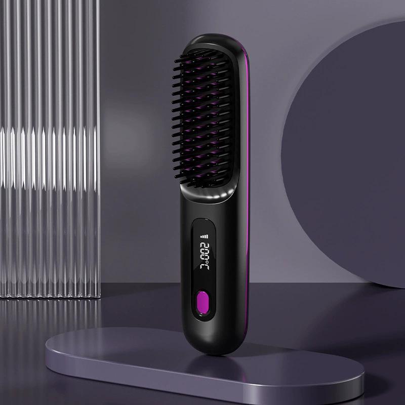 

New Cross-Border LCD Wireless Ceramic Straightening Comb - Portable, Damage-Free Mini Hair Straightener.