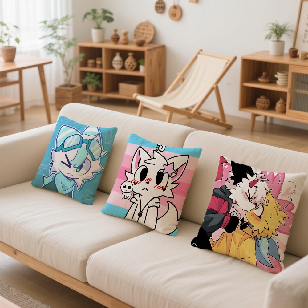 Cartoon F-Furry F-fandom Cushion Cover Comfortable Reversible Pillow Cover Ideal for Car Sofa Bedroom & Beyond