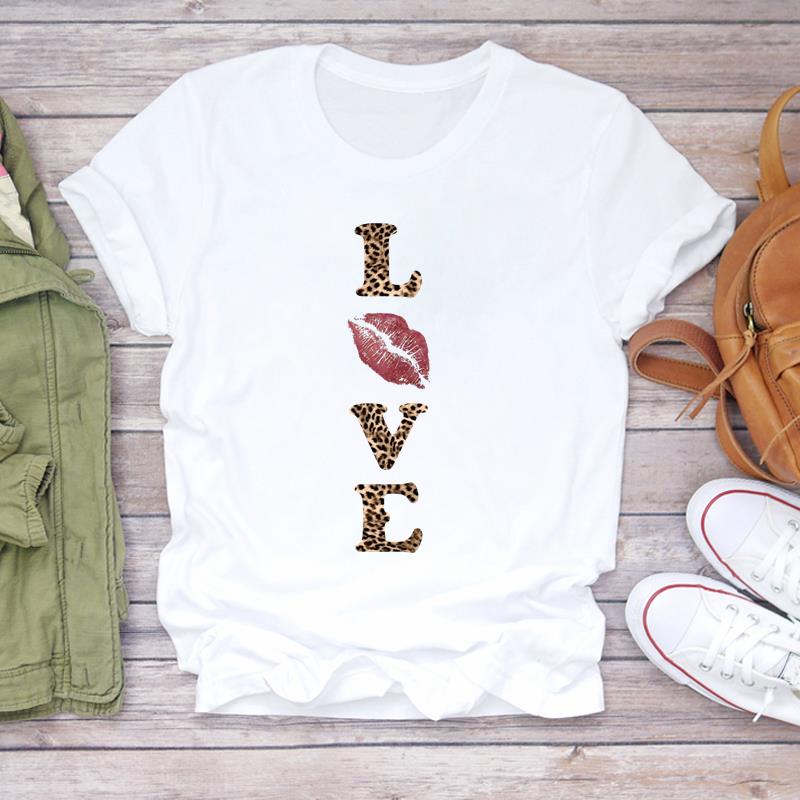 (Asian Size) Lady Female Casual T Shirt Printed Clothing Top Fashion love flower sweet Short Sleeve T-shirts Women Graphic Tee