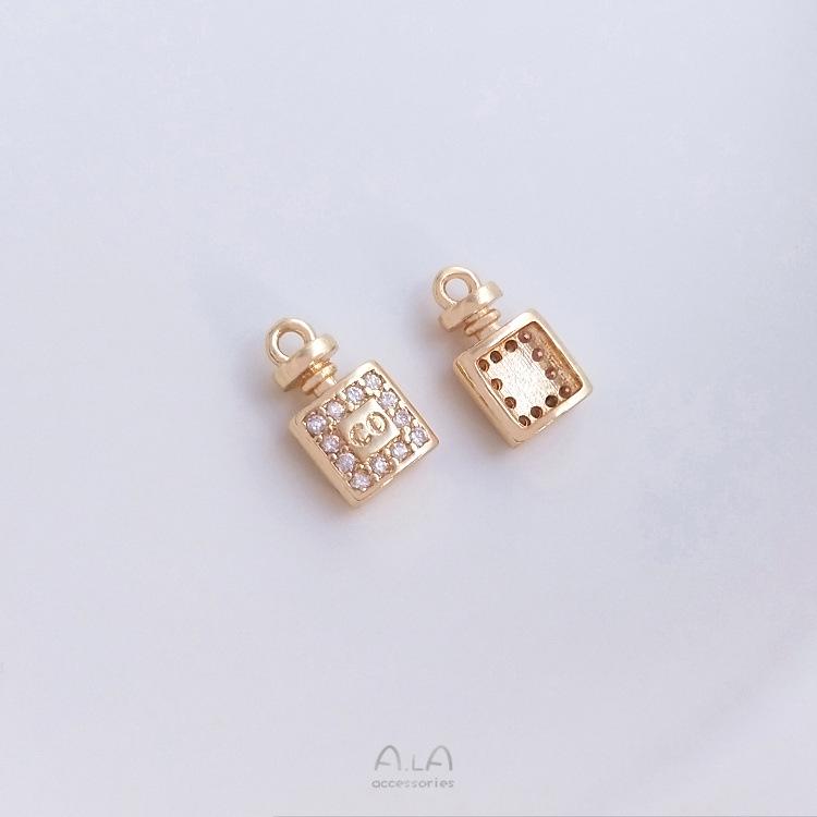 14K Gold-Filled Micro-Pave Zircon Small Charms: Girl's Business Trip Series - Handbag, Perfume, Dress, Crown DIY Pendant