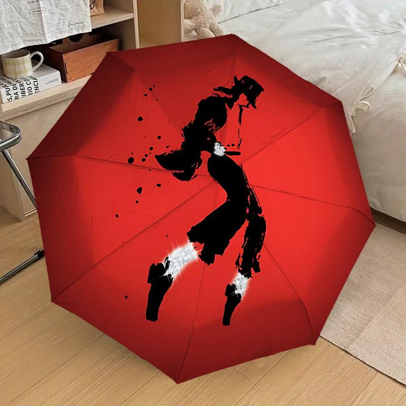 1pc Moonwalk Dance Michael Jackson Automatic Folding Umbrella, Portable Collapsible Design, Casual Outdoor Accessory 010