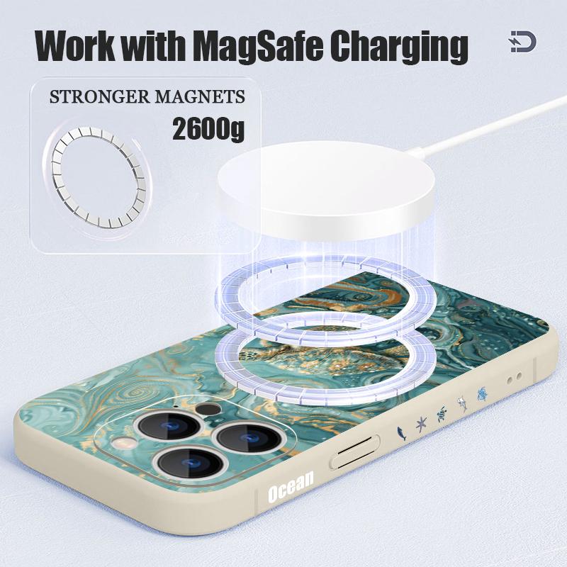 Magnetic For Magsafe Case For iPhone 17 Pro Max Colorful Jellyfish Turtle Print Soft Silicone Phone Back Cover For iPhone 16 15 14 13 Pro Max 16e 17e