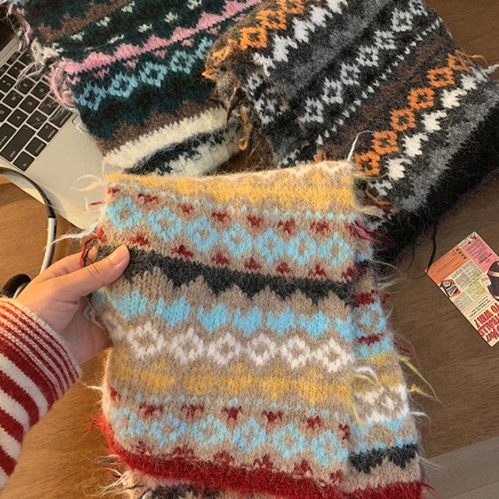 Warm Jacquard Knitted Scarf Wool Winter Wool Neckerchief Fashion Fair Isle Style Scarf  Winter