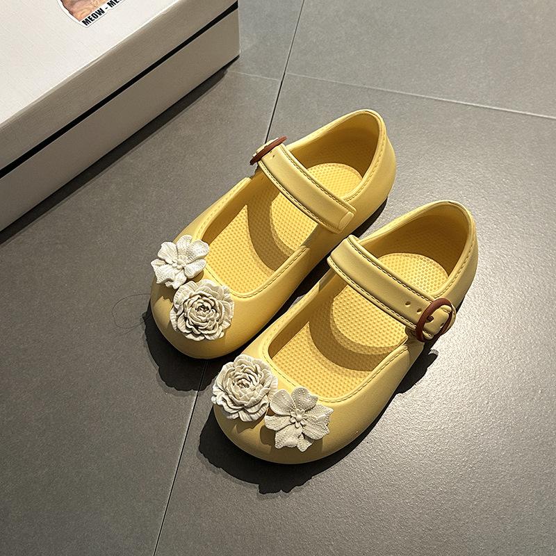 Versatile Design Camellia Single Shoes Women's Summer Fashion Simple Flower Beach Cool Slippers Shallow Mouth Mary Jane Shoes